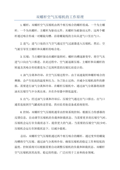 双螺杆空气压缩机的工作原理