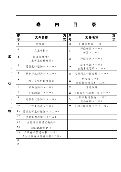 行政案卷参考目录