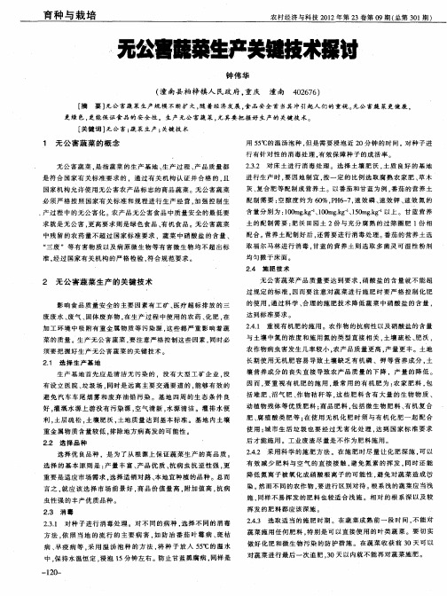 无公害蔬菜生产关键技术探讨