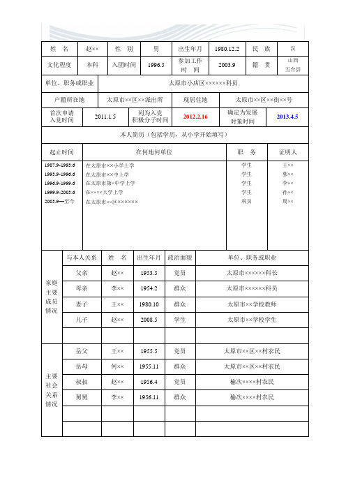 2、《入党积极分子培养考察登记表》模版(表格)(2015.7)要点[精品文档]