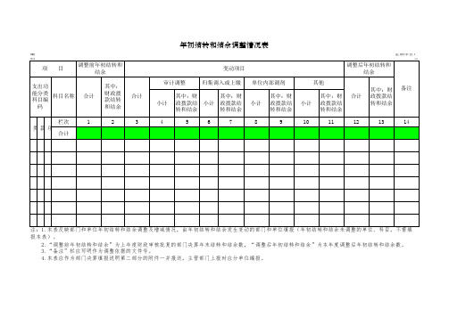 上结转和结余调整情况表