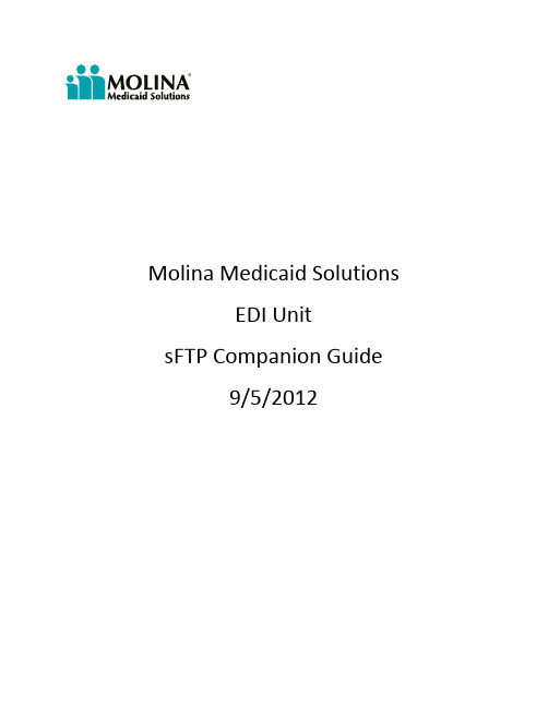 Molina Medicaid Solutions EDI Unit sFTP 伴随指南说明书