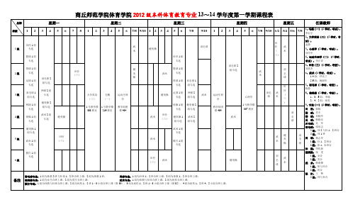 商丘师范学院体育学院2012级本科体育教育专业13～14学年度第一学期课程表【模板】