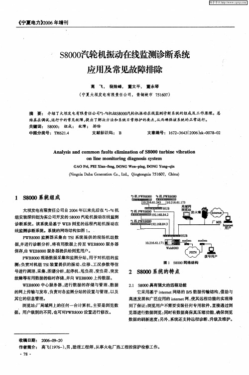 S8000汽轮机振动在线监测诊断系统应用及常见故障排除