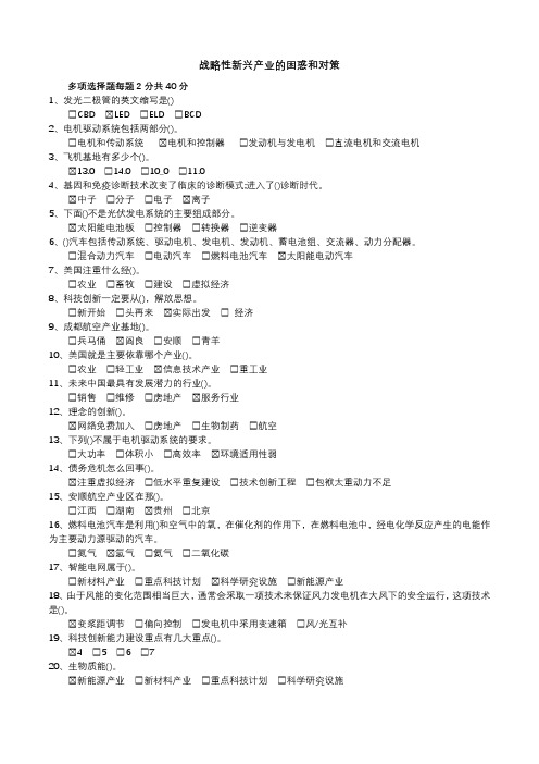 2020年继续教育 公需课  战略性新兴产业的困惑和对策 考试答案