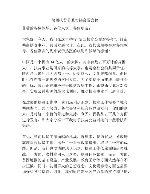 陕西扶贫公益对接会发言稿