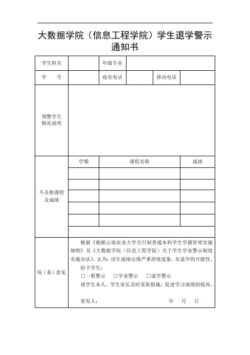 退学警示通知书