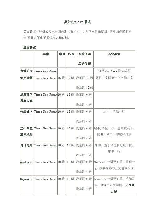 中英文论文对照格式【范本模板】