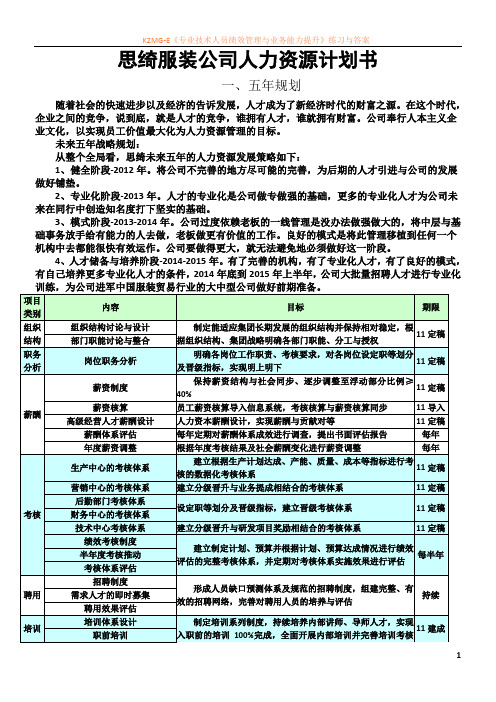 思绮服装公司人力资源规划