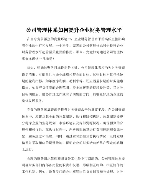 公司管理体系如何提升企业财务管理水平