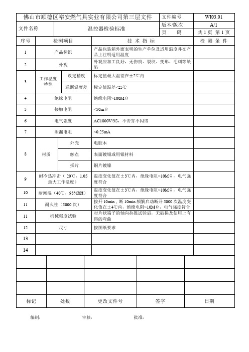 温控器检测标准