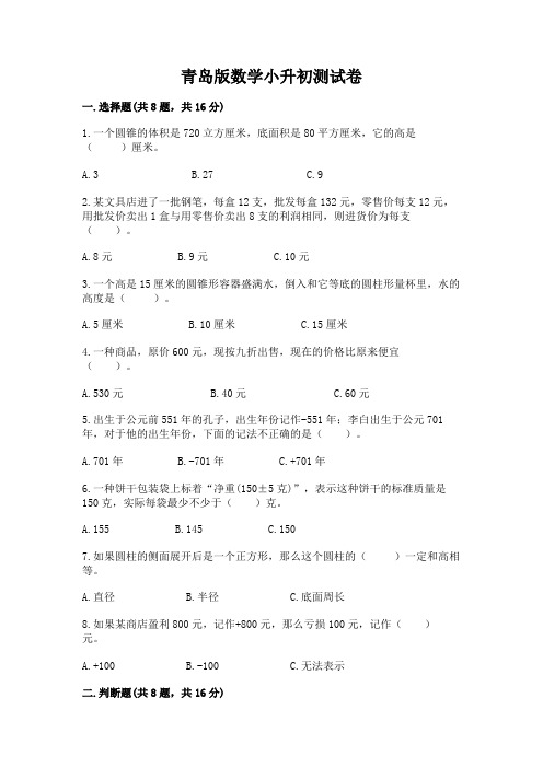 青岛版数学小升初测试卷加解析答案