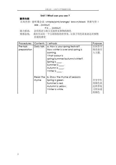 牛津上海版深圳英语二下Unit1Whatcanyousee