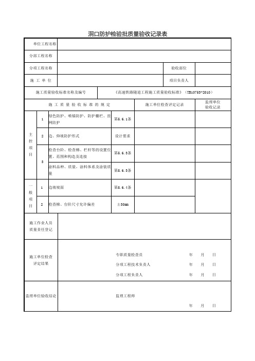 洞口防护检验批质量验收记录表