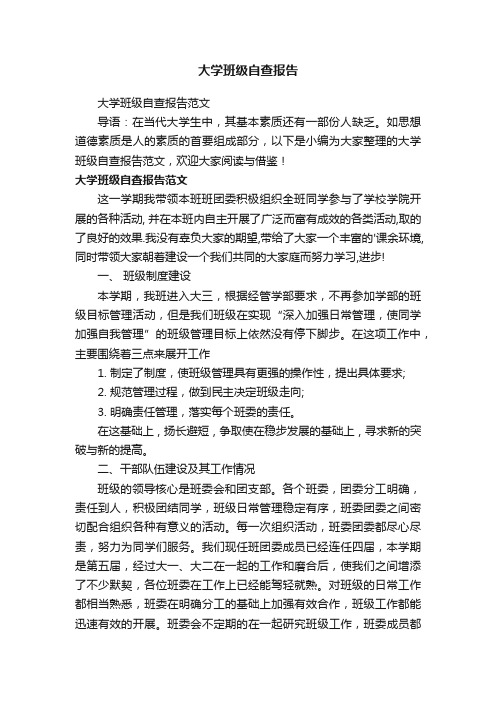 大学班级自查报告范文