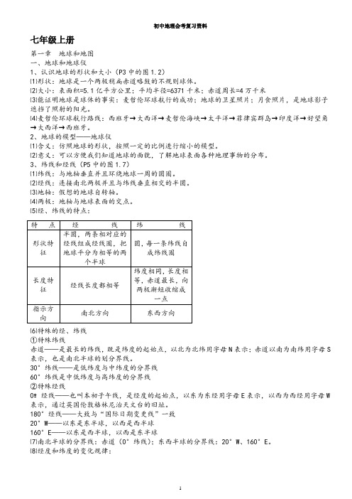 人教版初中地理中考复习资料.