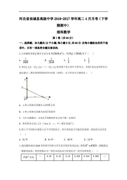 河北省故城县高级中学2016-2017学年高二4月月考下学期期中数学理试题 含答案 精品