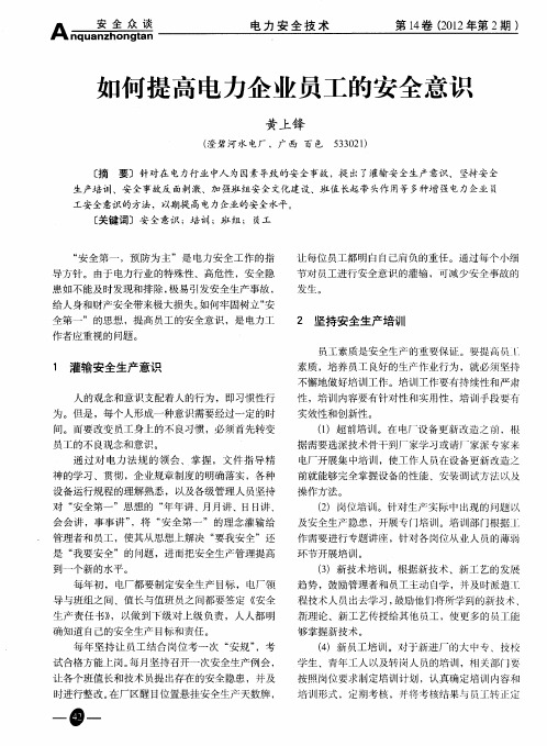 如何提高电力企业员工的安全意识