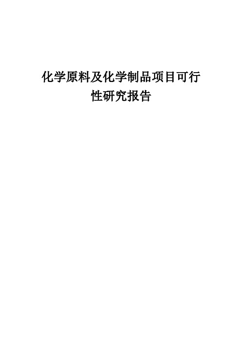 2024年化学原料及化学制品项目可行性研究报告