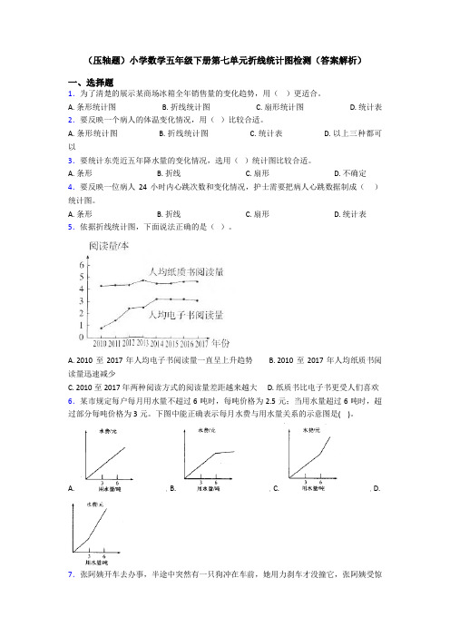 (压轴题)小学数学五年级下册第七单元折线统计图检测(答案解析)