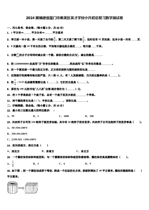 2024届福建省厦门市集美区英才学校小升初总复习数学测试卷含解析