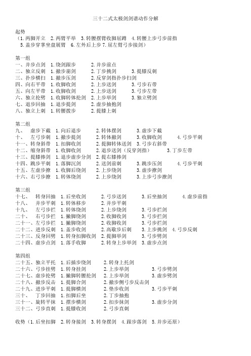 三十二式太极剑分解剑谱