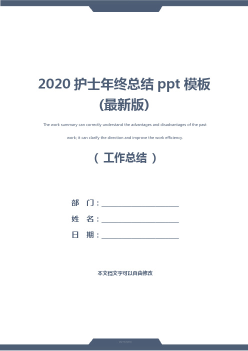 2020护士年终总结ppt模板(最新版)