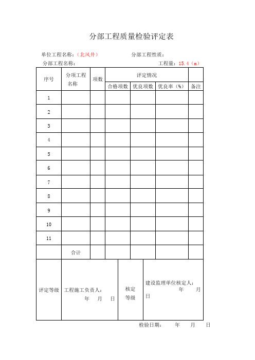 分部工程质量检验评定表