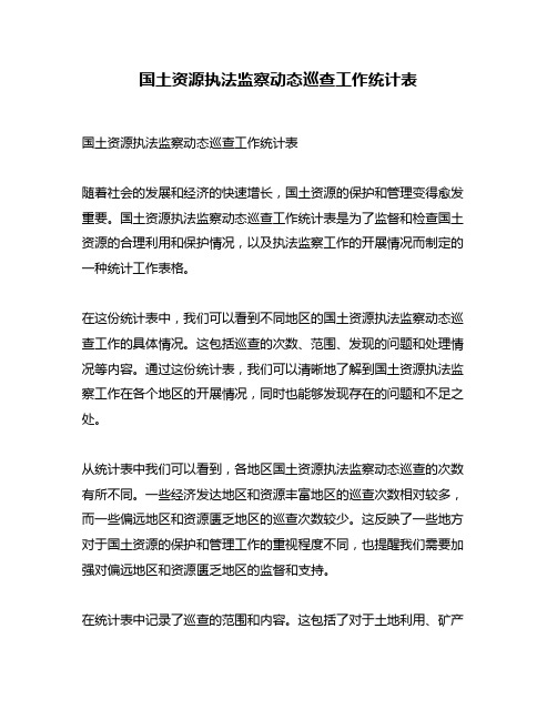 国土资源执法监察动态巡查工作统计表