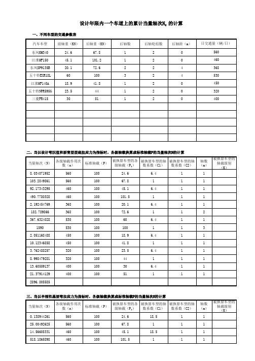 标准轴载作用次数计算-excel