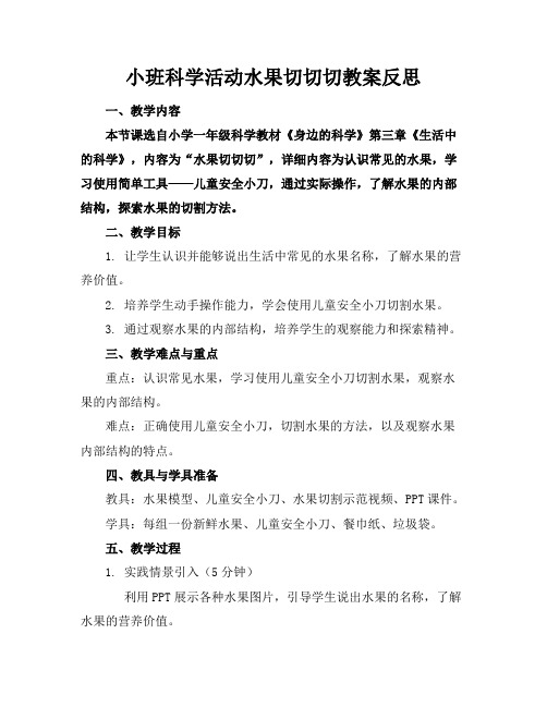 小班科学活动水果切切切教案反思