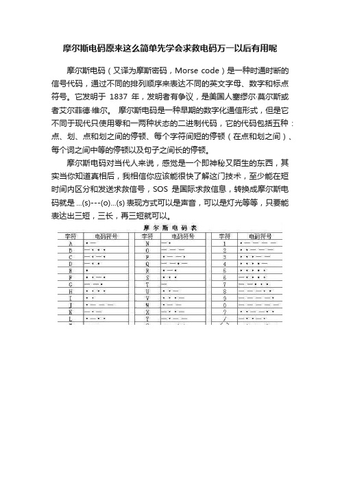 摩尔斯电码原来这么简单先学会求救电码万一以后有用呢