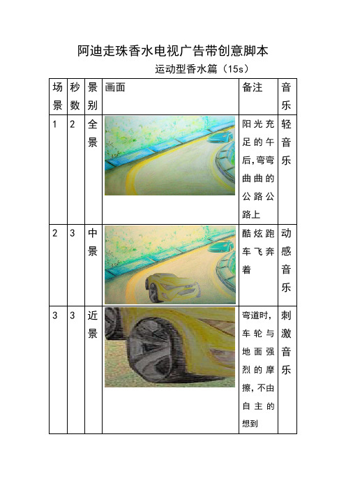 阿迪走珠香水电视广告带创意脚本