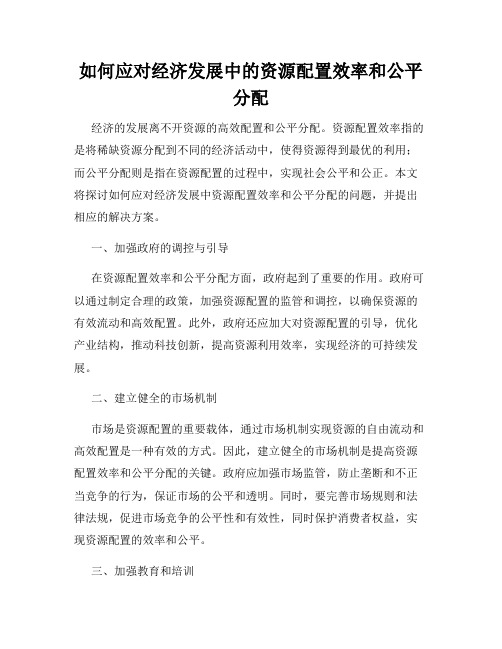 如何应对经济发展中的资源配置效率和公平分配