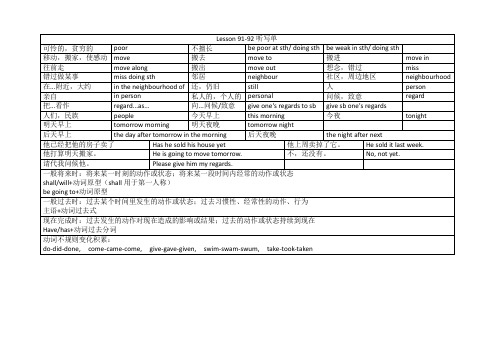 新概念第一册91-92课知识点