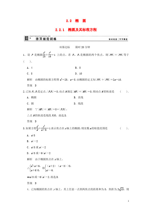 高中数学 错误解题分析 2-2-1 椭圆及其标准方程