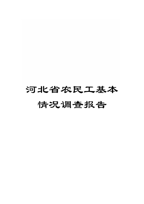 河北省农民工基本情况调查报告