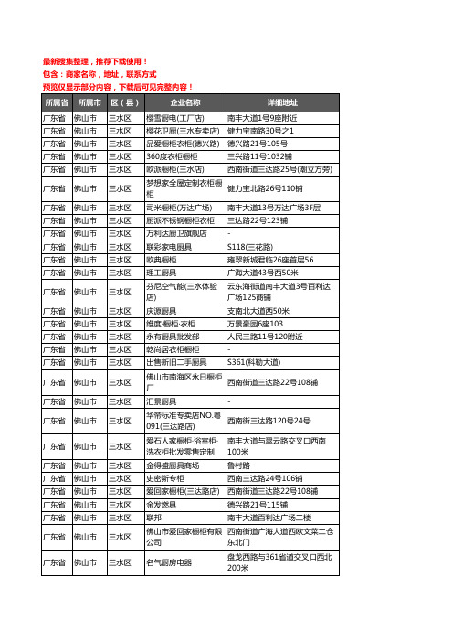 新版广东省佛山市三水区厨卫电器企业公司商家户名录单联系方式地址大全72家