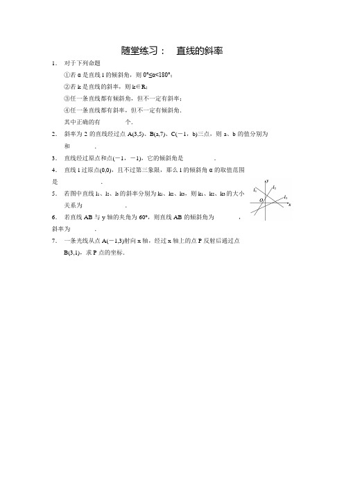 新苏教版高中数学必修二同步练习：2.1.1《直线的斜率》(含答案)