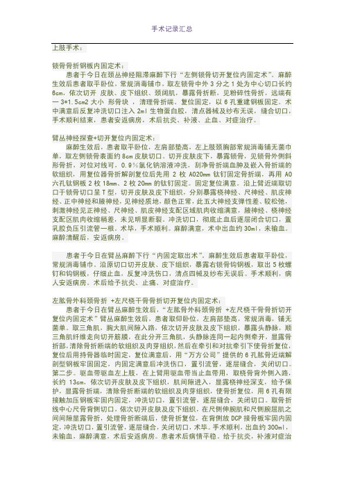 骨科手术记录汇总