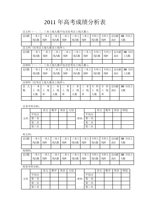 2011年高考成绩分析表空表