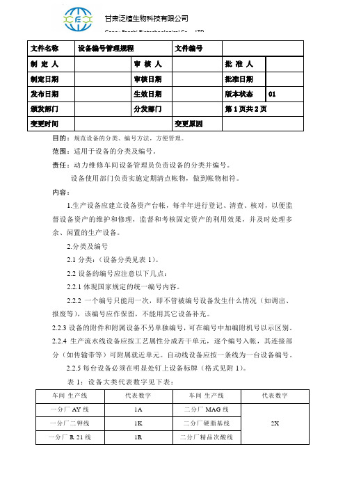 设备编号管理规程