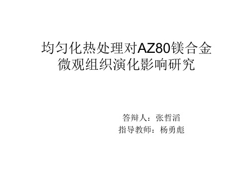 中北大学优秀毕业论文均匀化热处理对AZ80镁合金微观组织演化影响研究精品PPT课件