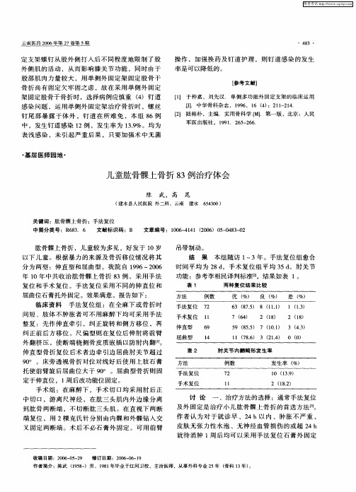 儿童肱骨髁上骨折83例治疗体会