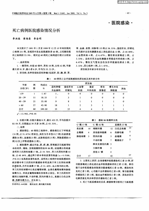 死亡病例医院感染情况分析