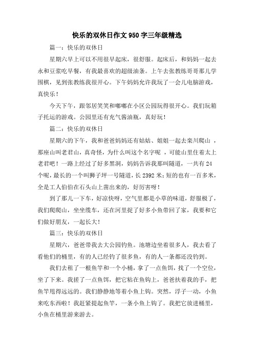 快乐的双休日作文950字三年级精选