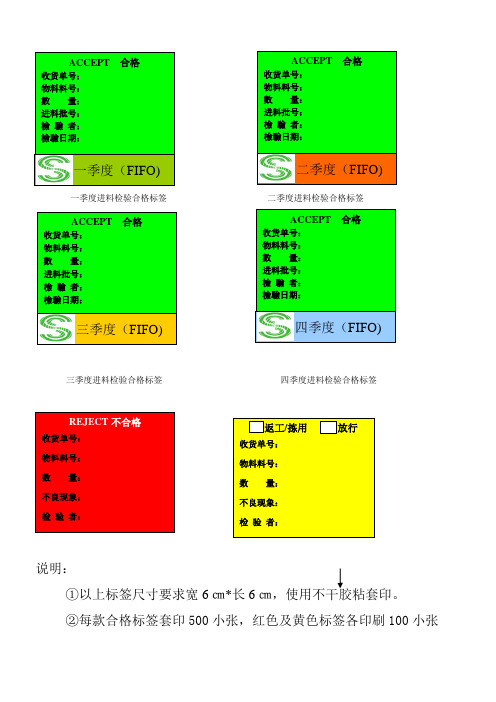 物料状态标识卡