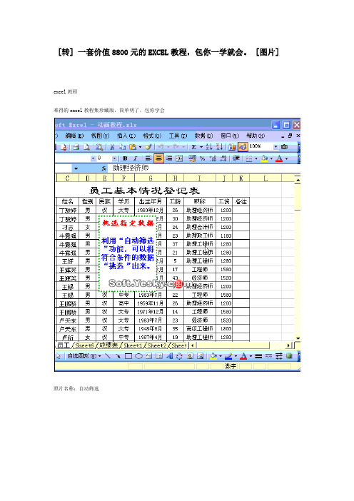 一套价值8800元的EXCEL教程_包你一学就会。