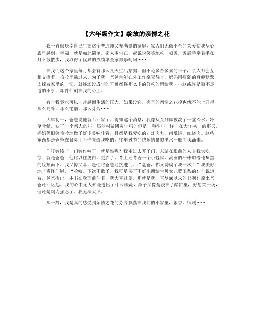 【六年级作文】绽放的亲情之花