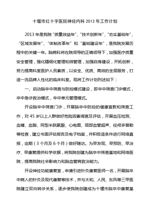 2013年工作计划
